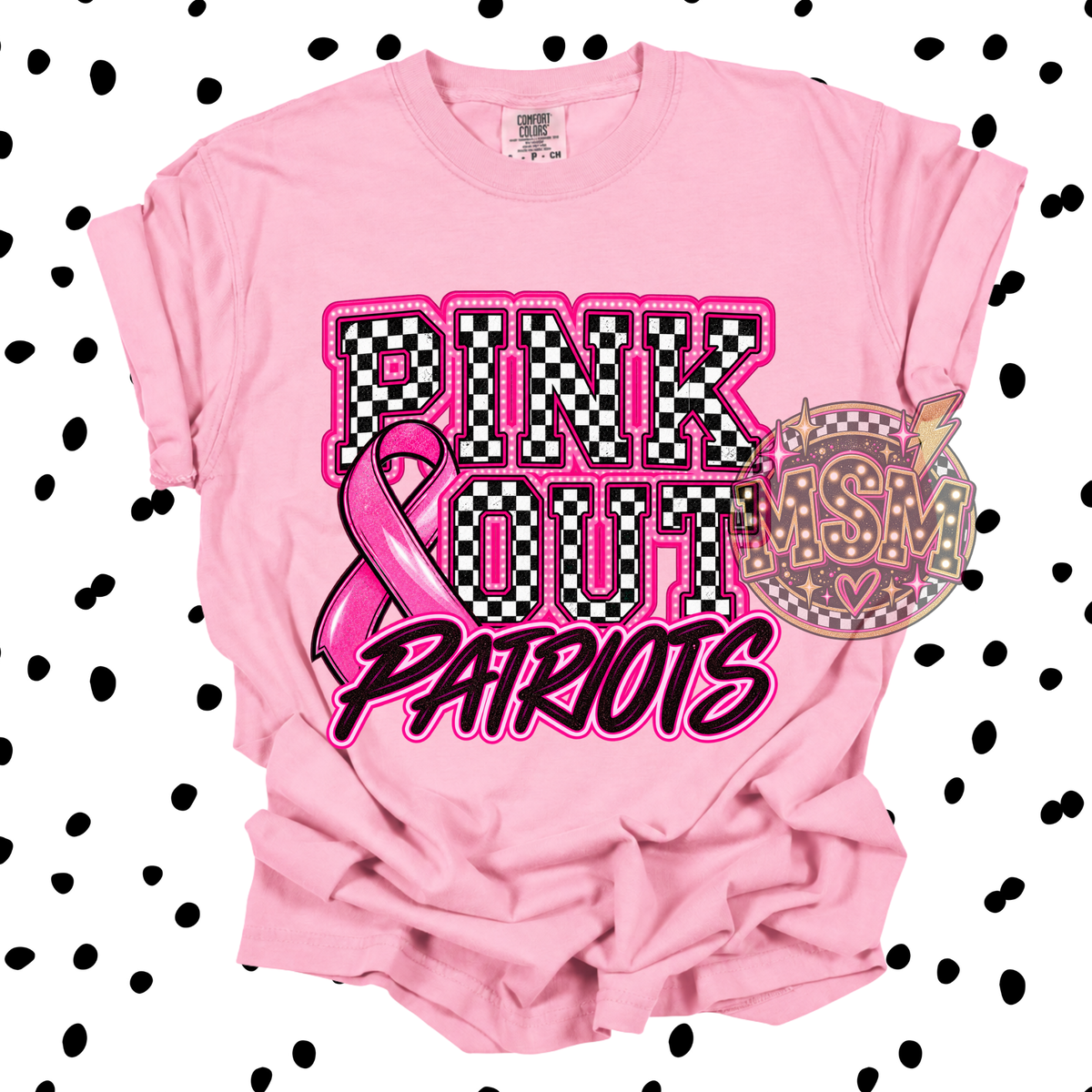 Checkered Pink Out Mascot - Patriots