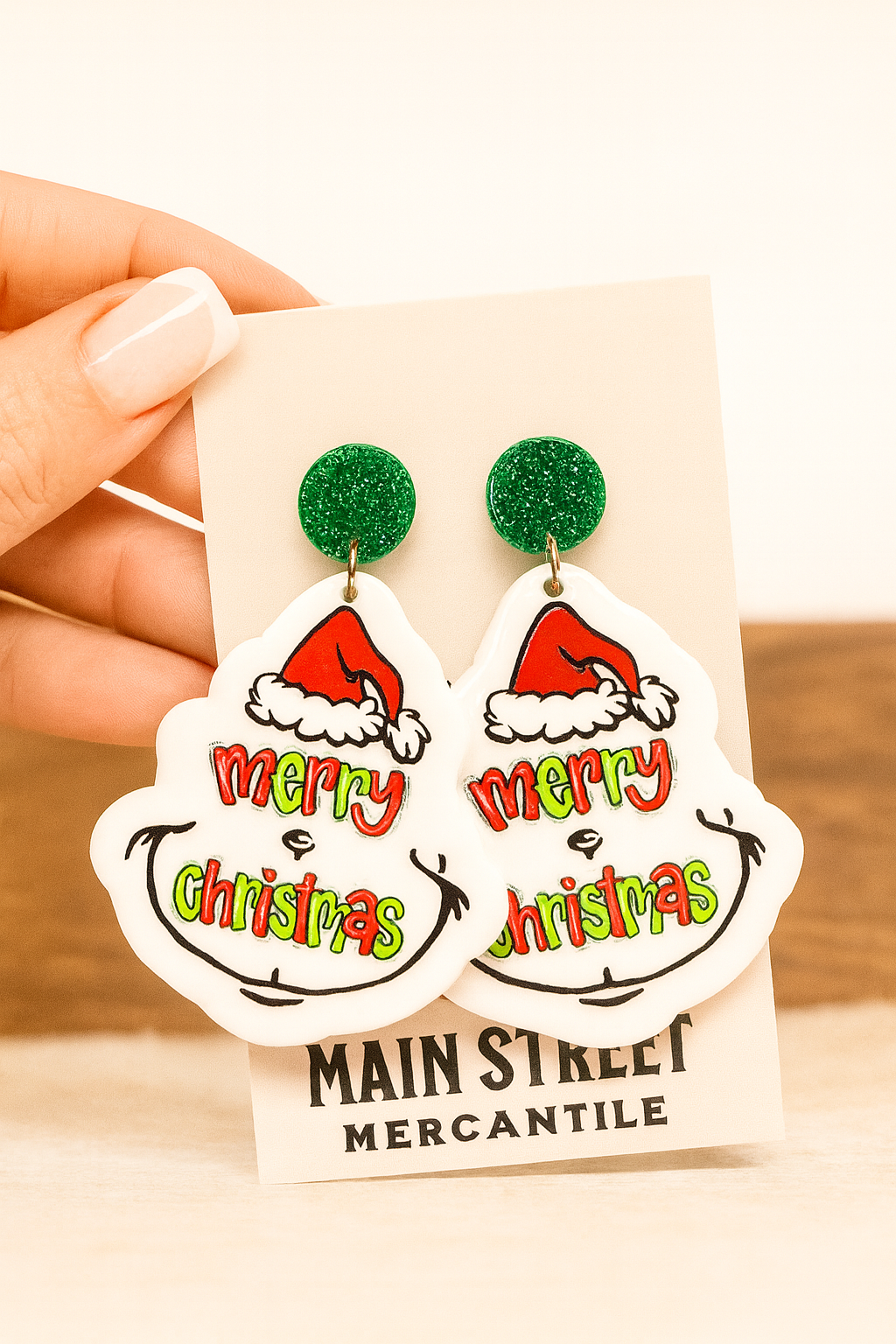 Merry Christmas Grinch Earring