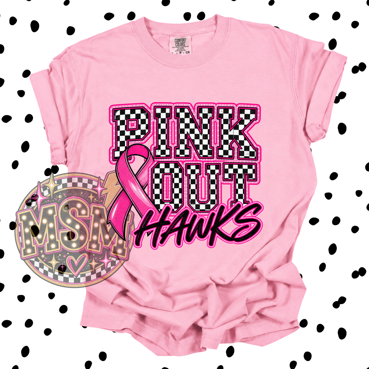 Checkered Pink Out Mascot - Hawks