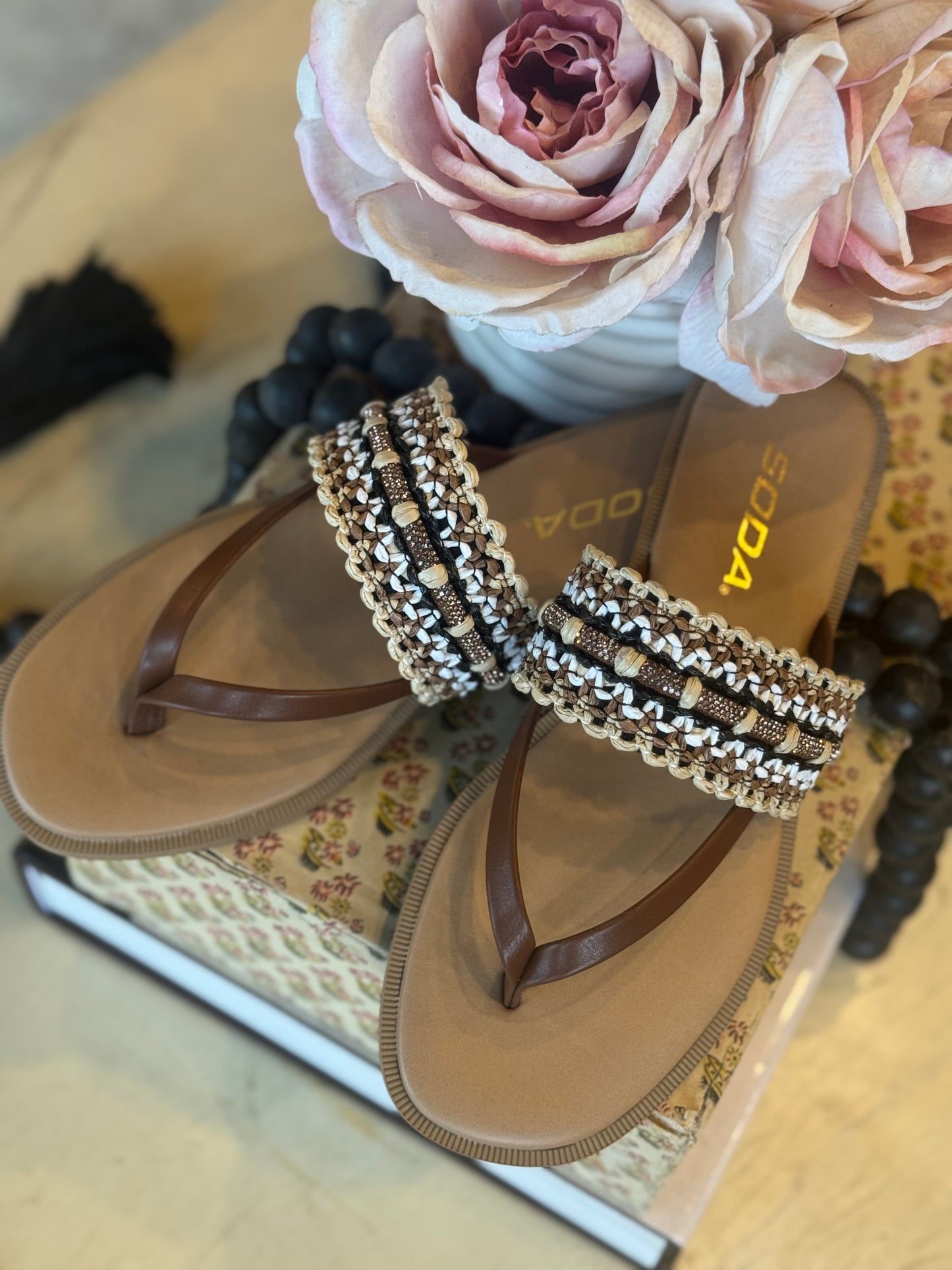 Boho Brown Multi Embellished Sandal