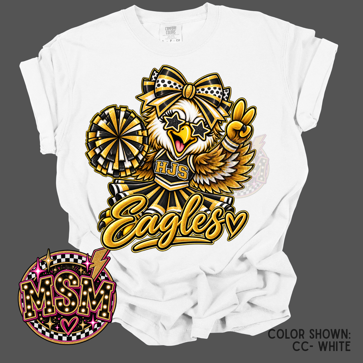 Cheer Doodle Mascot - HJS Eagles Gold