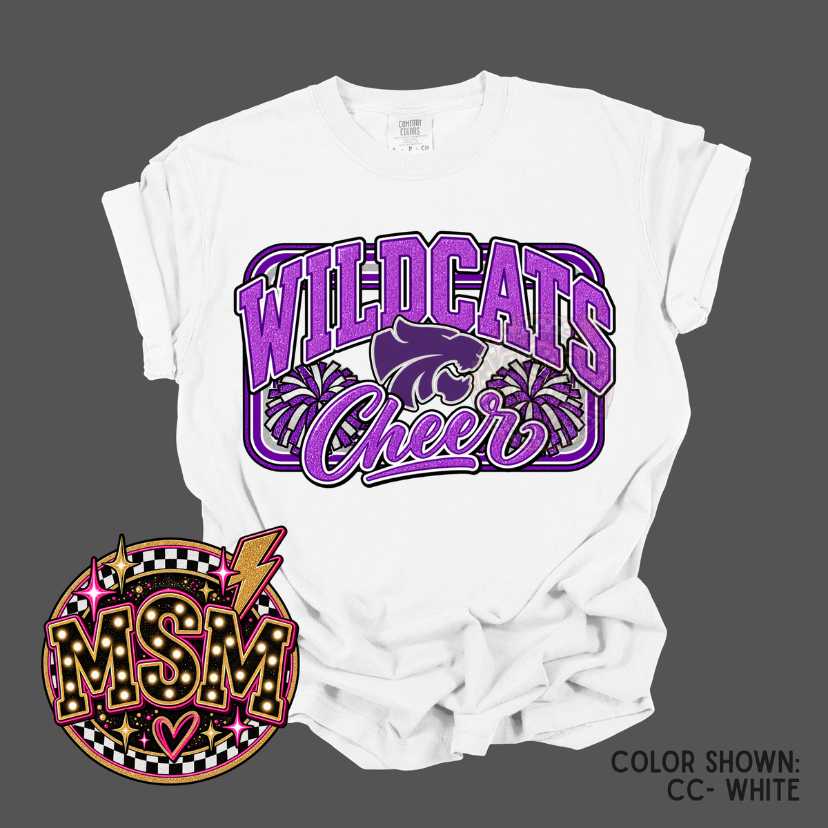 Varsity Square Mascot - Wildcats Cheer Purple