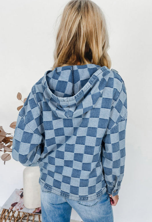 Denim Checkered Pullover