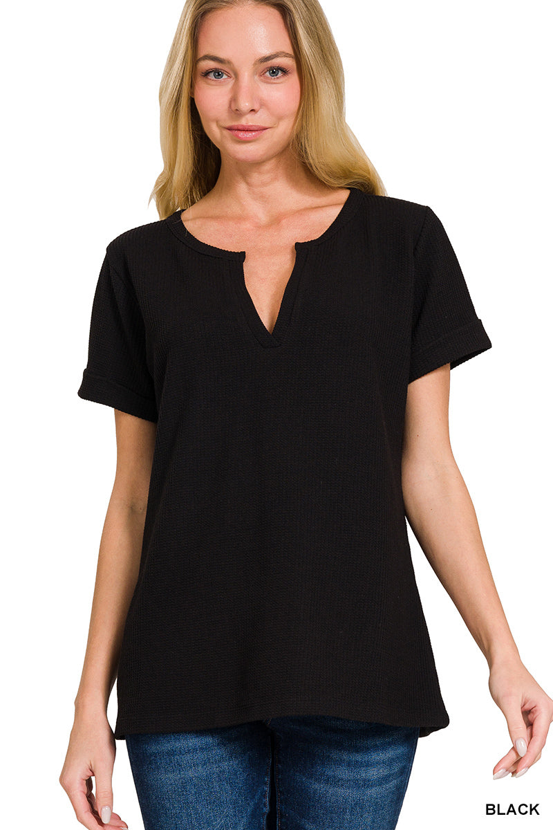 Melage Waffle Henley Top