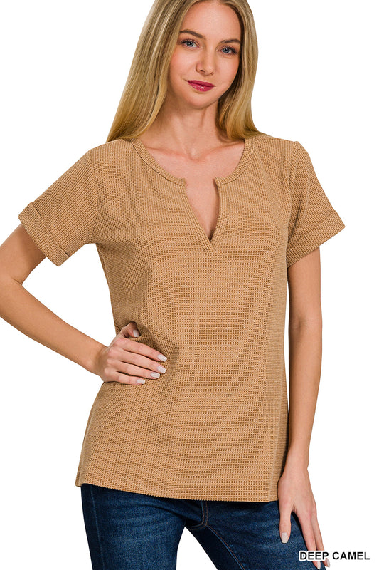 Melage Waffle Henley Top