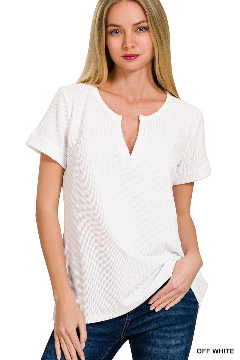 Melage Waffle Henley Top