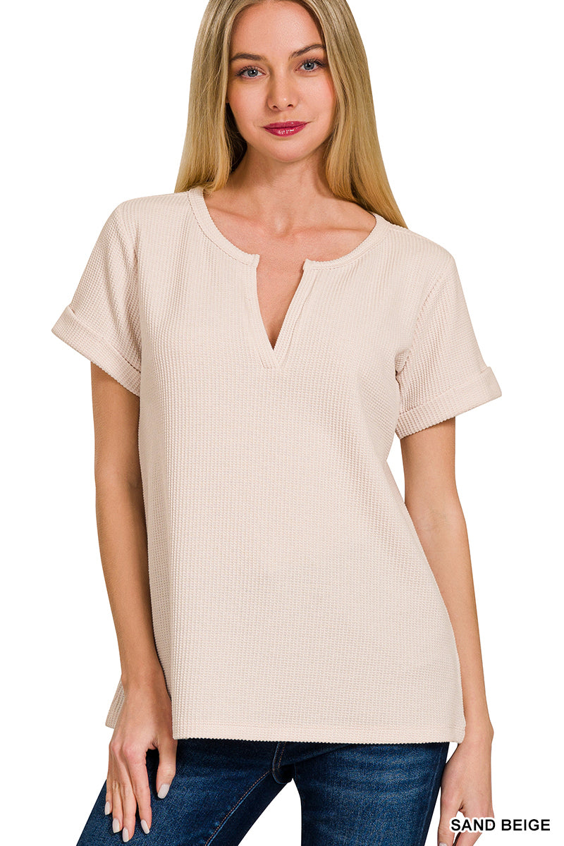 Melage Waffle Henley Top