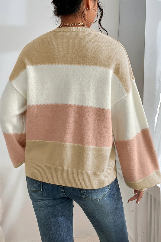 Dusty Pink Color Block Sweater