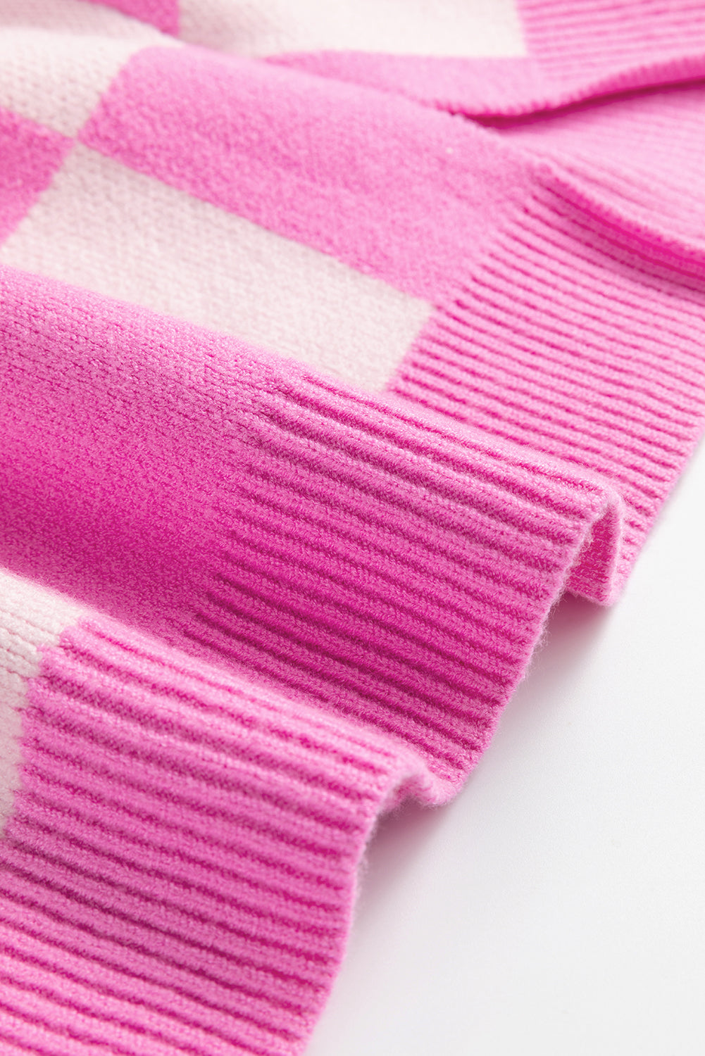 Pink Check Collared Sweater