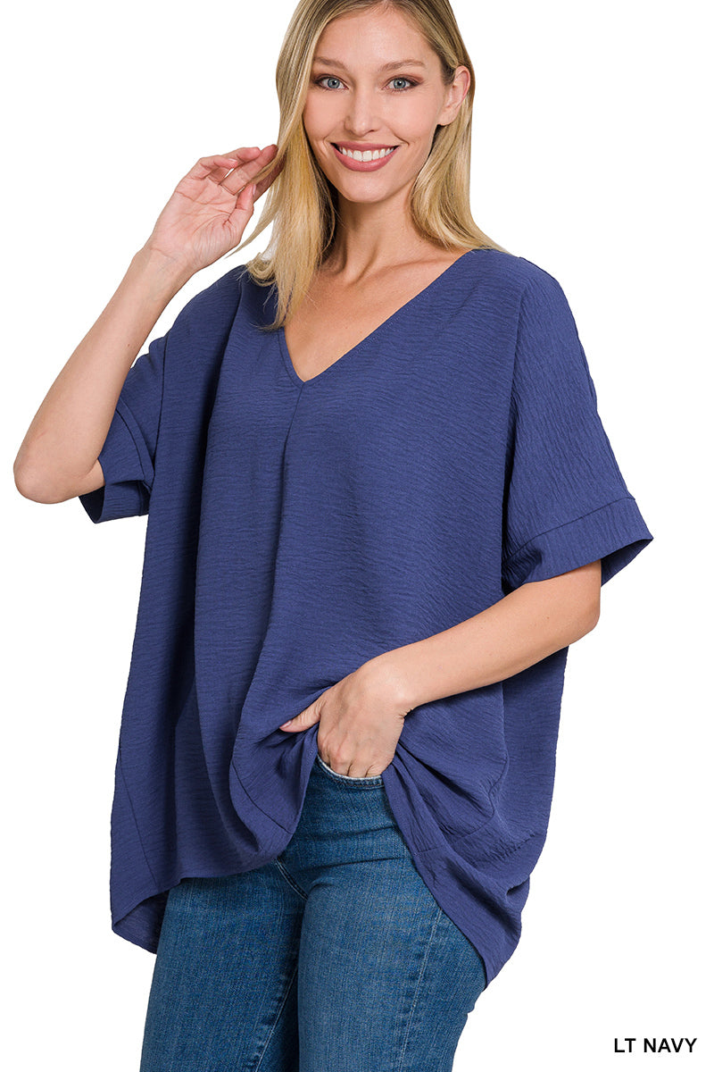 Dolman Short Sleeve VNeck Top