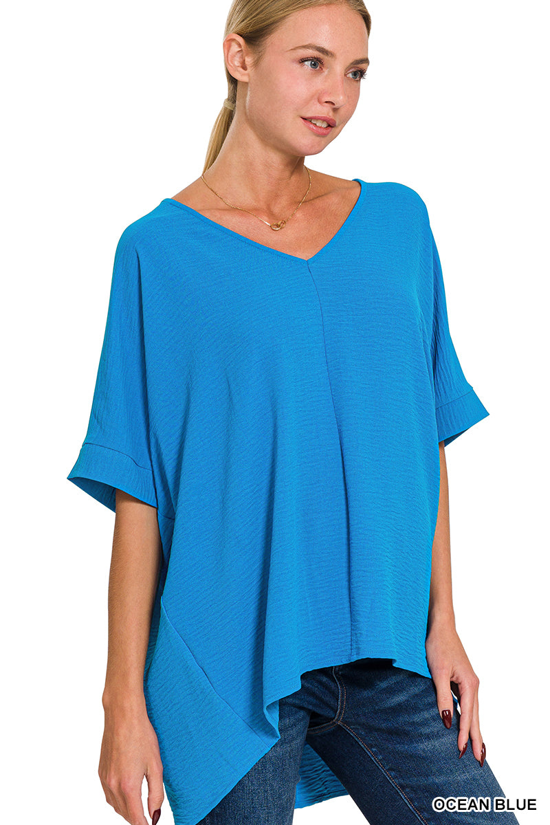 Airflow VNeck Top - Ocean Blue