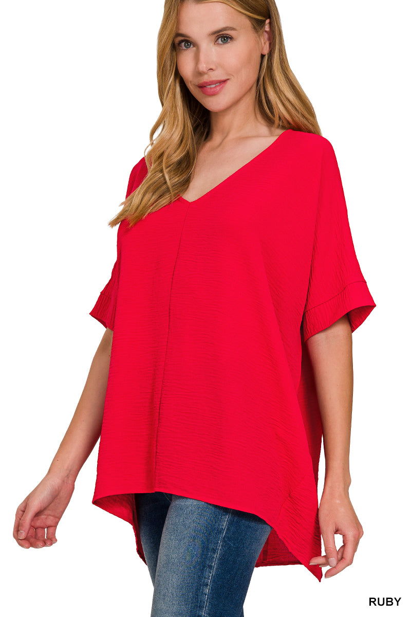Dolman Short Sleeve VNeck Top