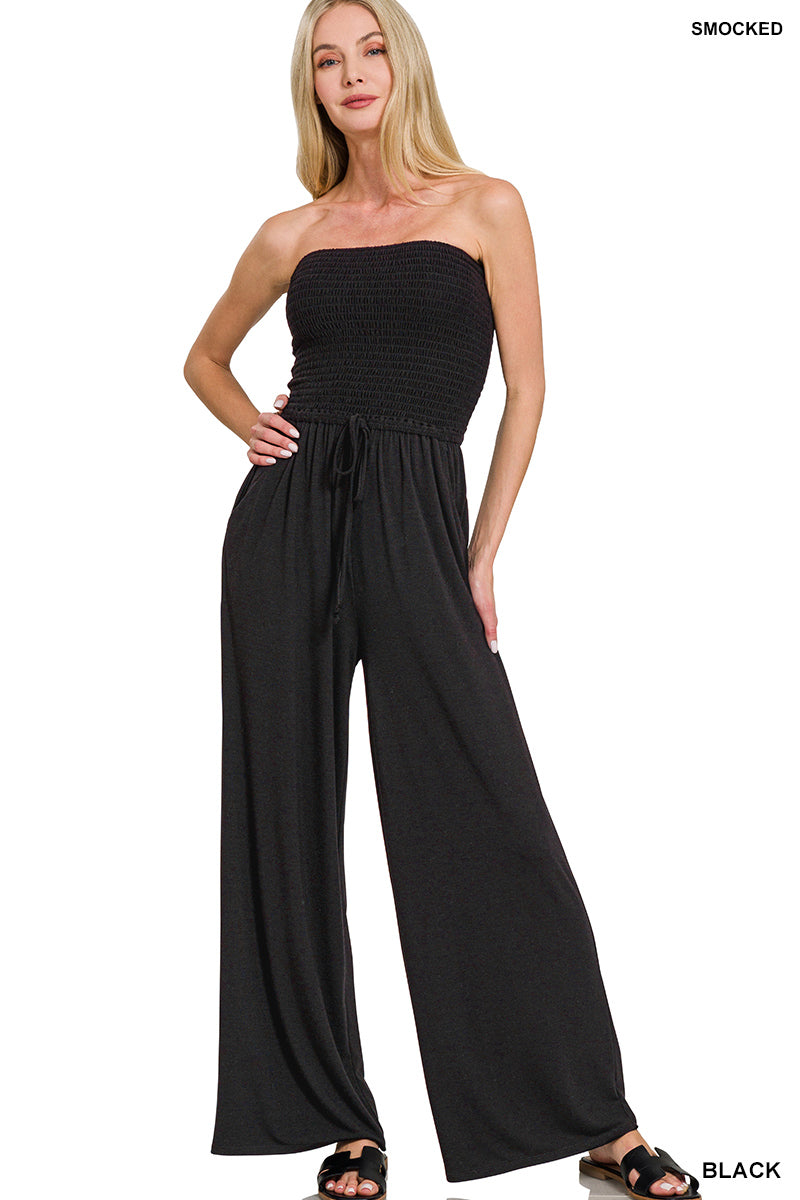 BreezyChic Smocked Tube Top Jumpsuit