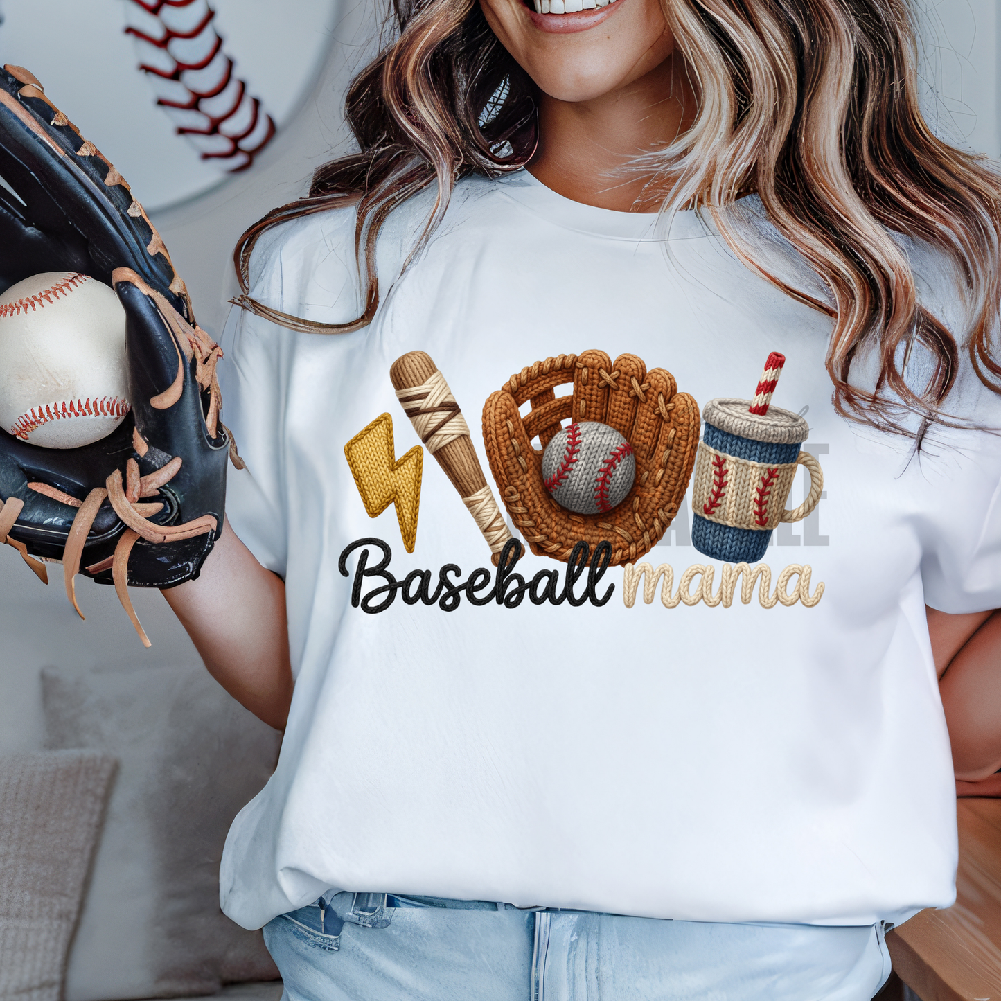 Faux Sewn Baseball Mama