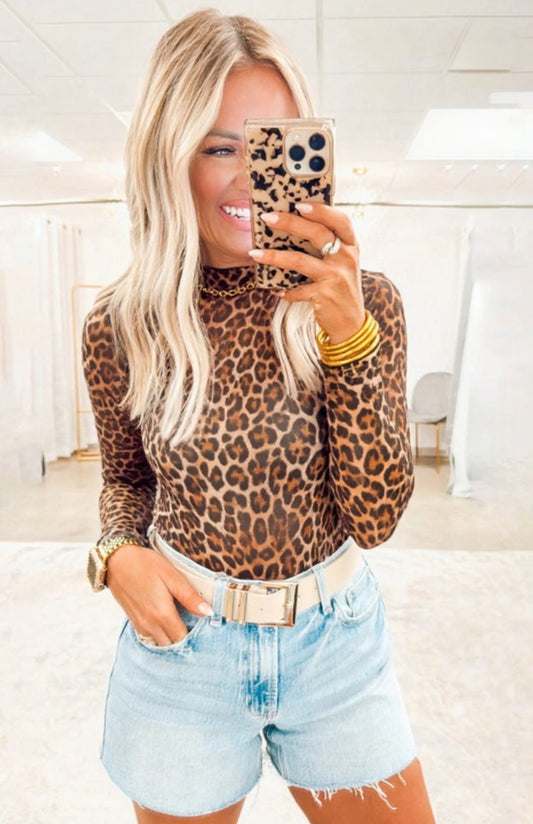 Leopard Mesh Top