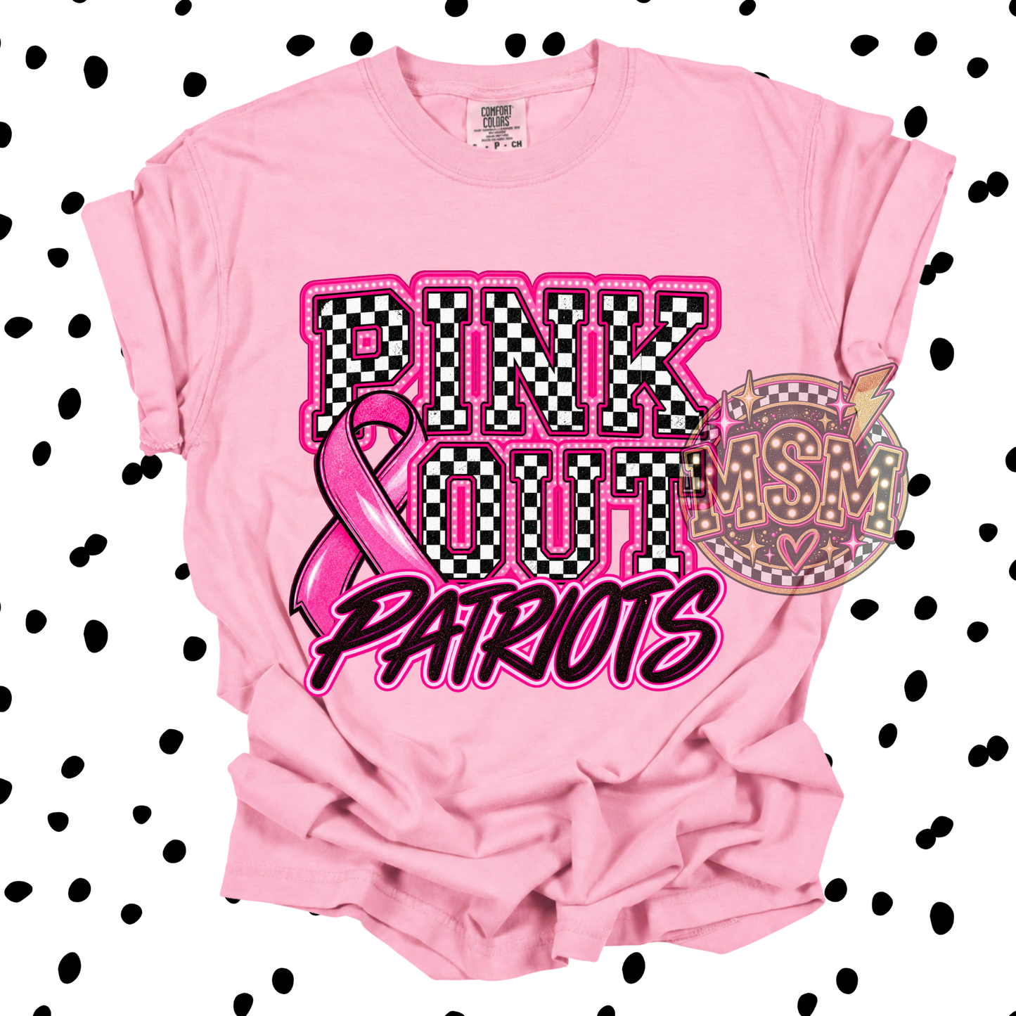 Checkered Pink Out Mascot - Patriots