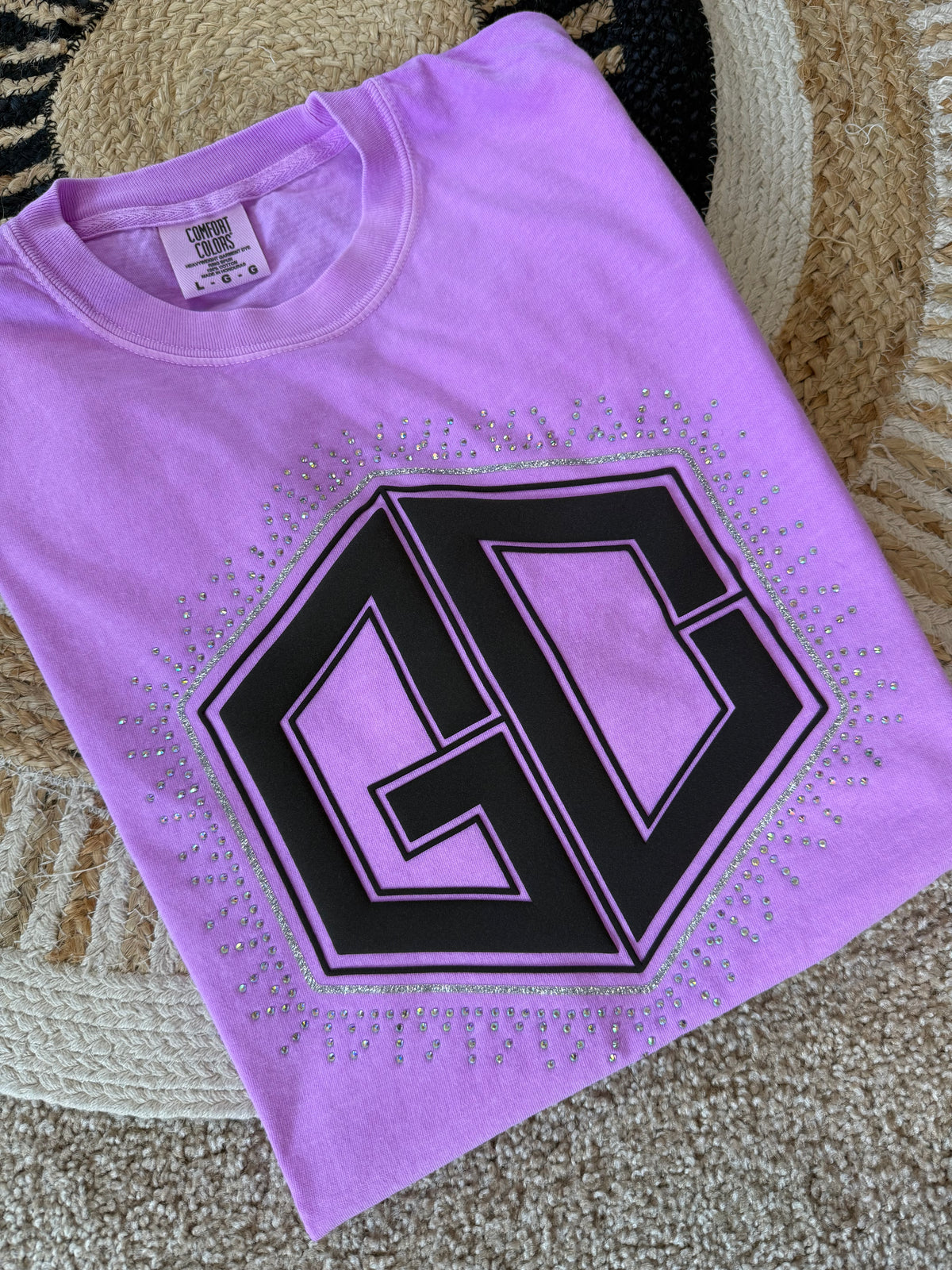 GCCISD Rhinestone Puff Tee - CC Neon Violet