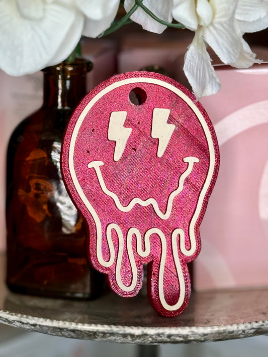 Dark Pink Smiley Drip Freshie - Scent: Volcano
