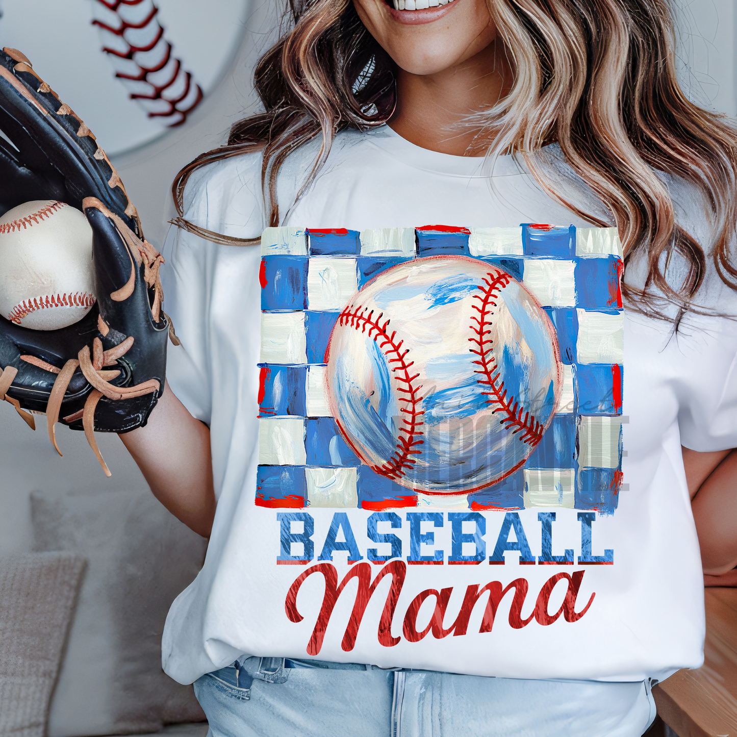 Watercolor Baseball Mama