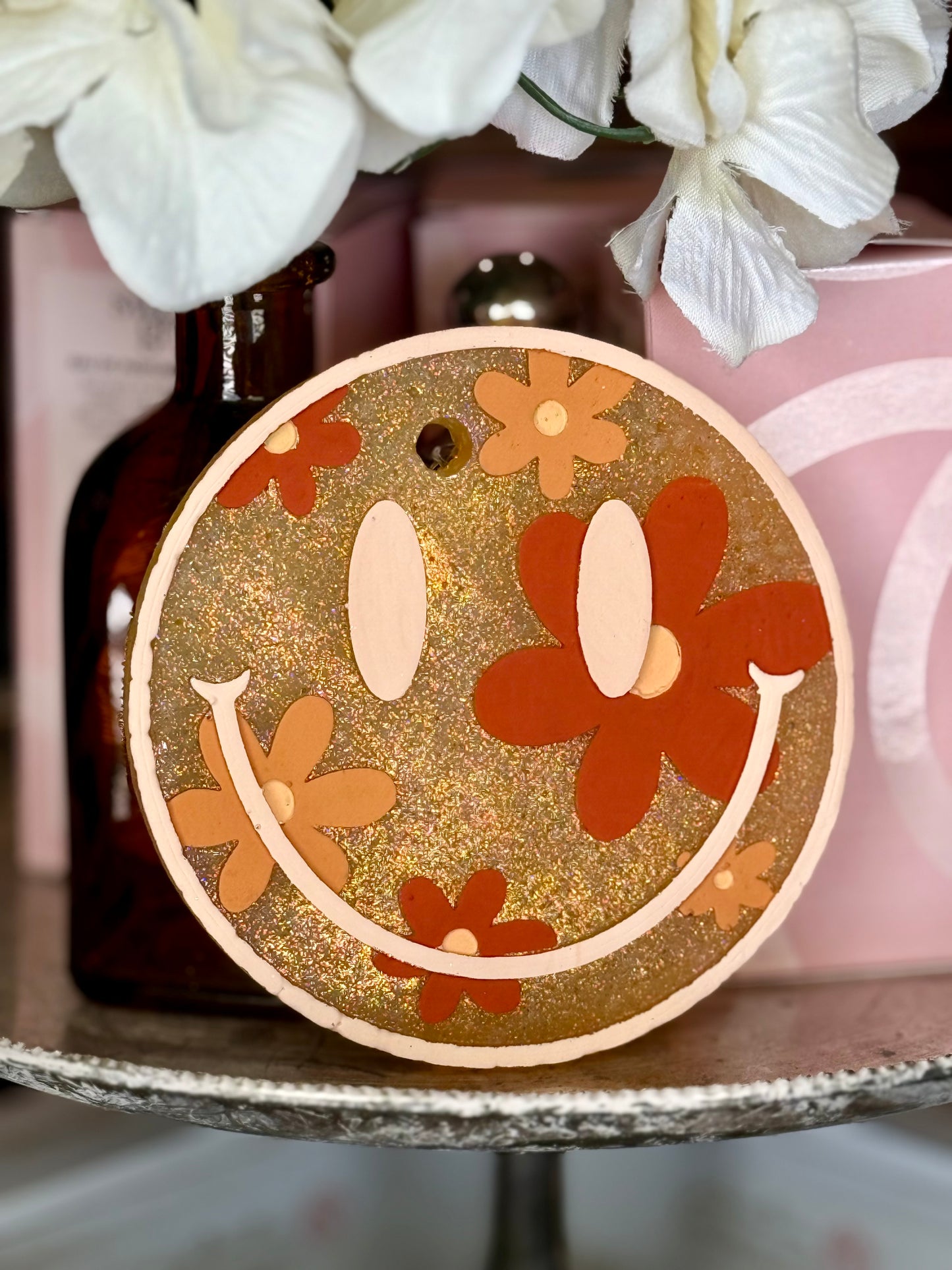 Autumn Floral Smiley Freshie - Scent: French Toast