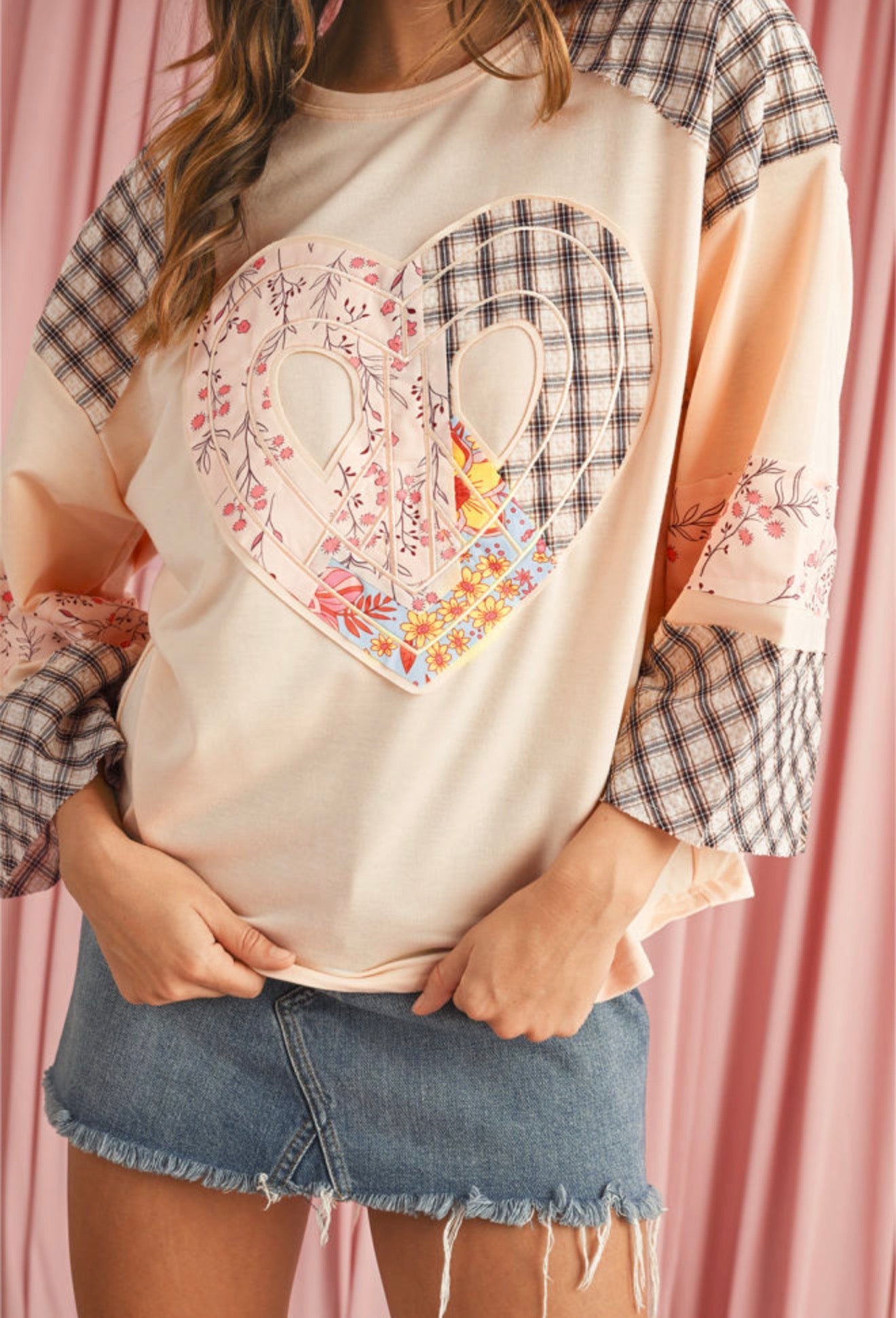 Love Parker Beige Patchwork Top