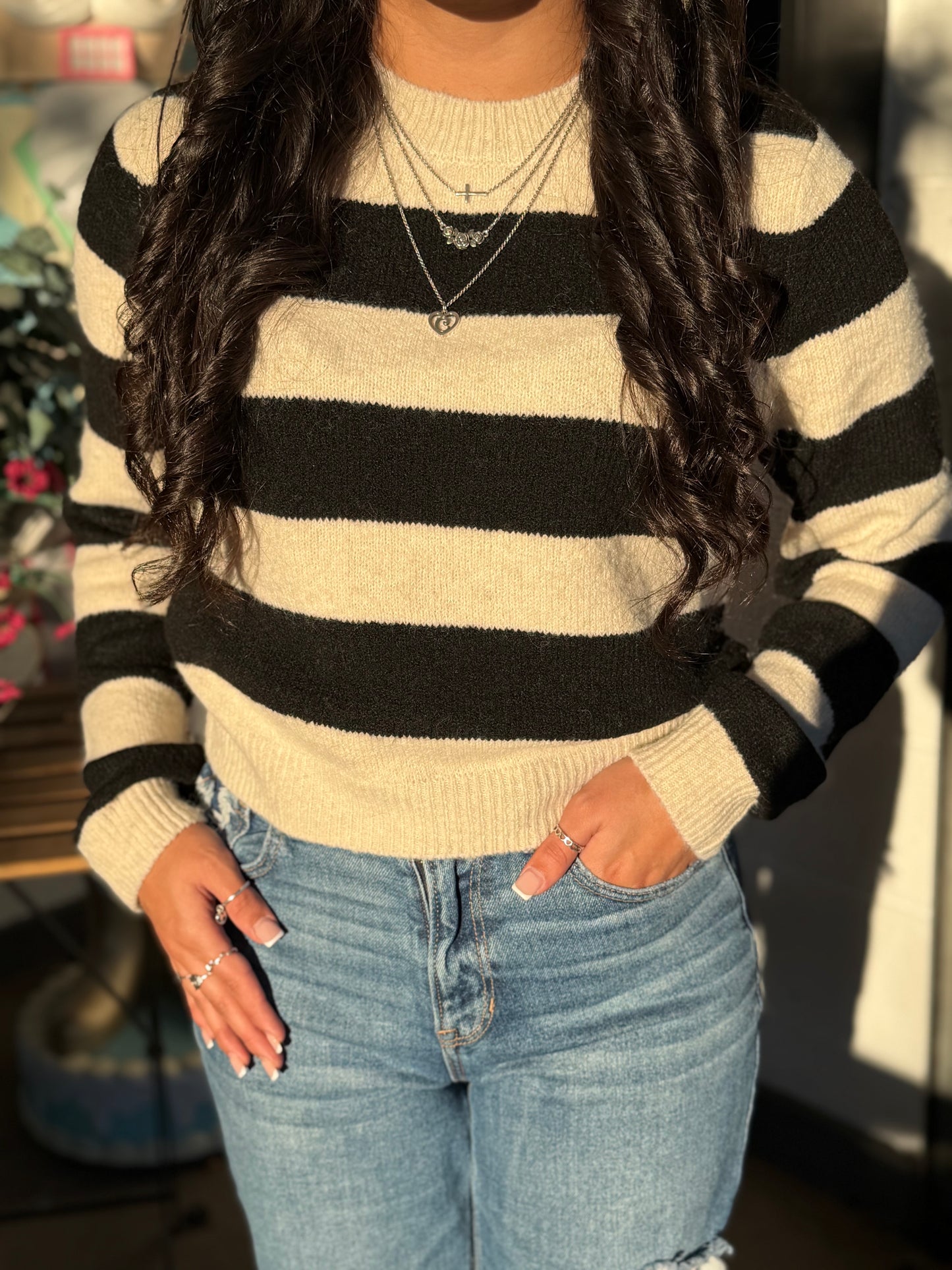 Raylee Black Striped Sweater