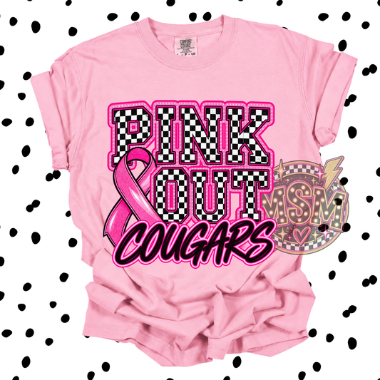 Checkered Pink Out Mascot - Cougars