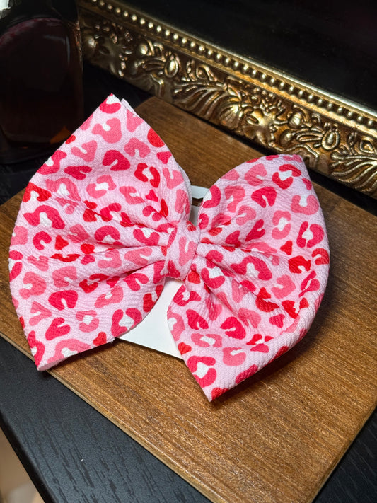Pink Cheetah - Clip Bow