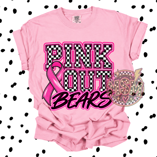 Checkered Pink Out Mascot - Bears