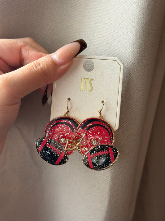 Red Football Helmet Earring