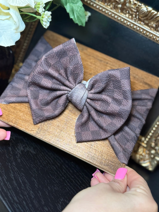 Brown Checked Headwrap - (0-3m)