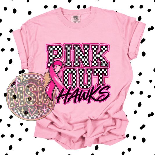 Checkered Pink Out Mascot - Hawks