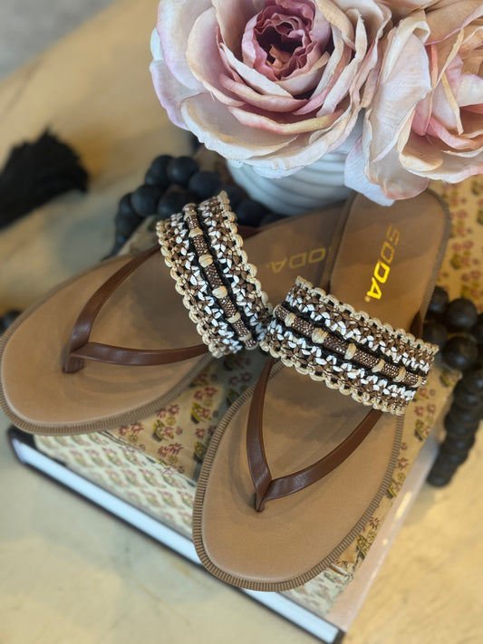 Boho Brown Multi Embellished Sandal