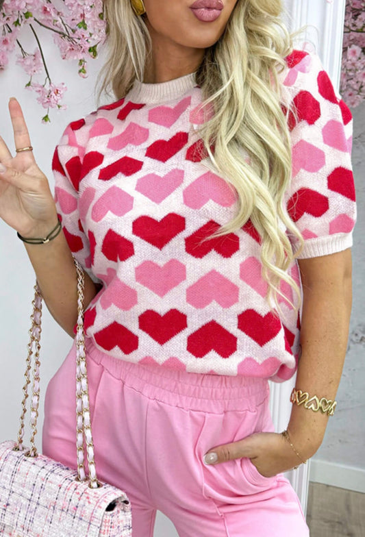 Blushing Hearts Knit Top