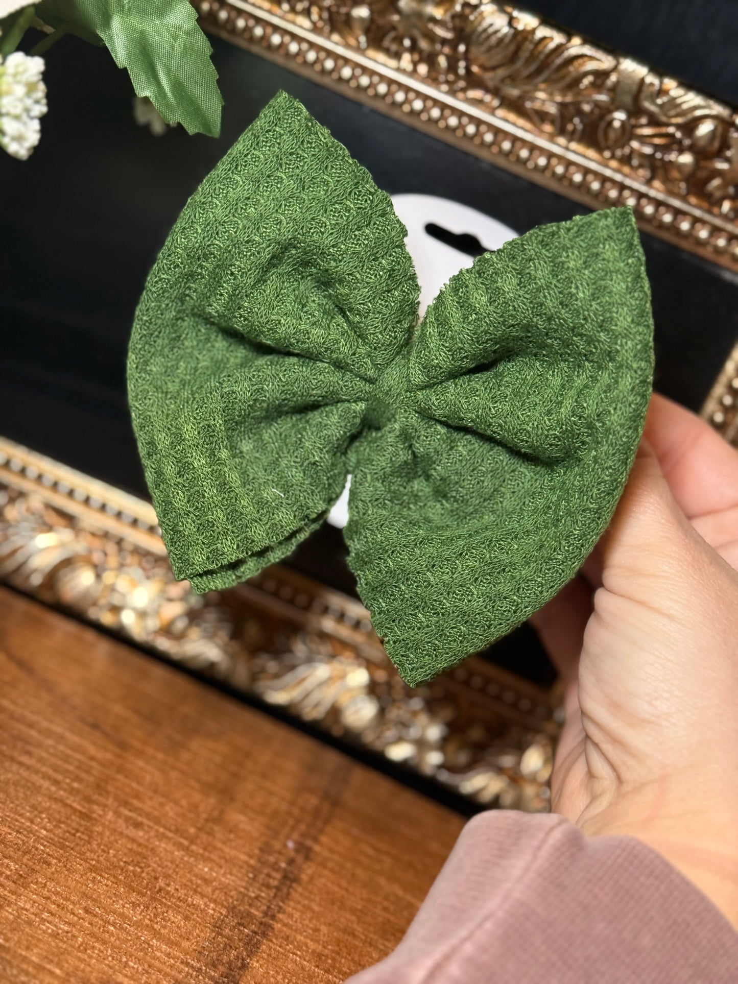 Forest Green - Clip Bow (Wave)