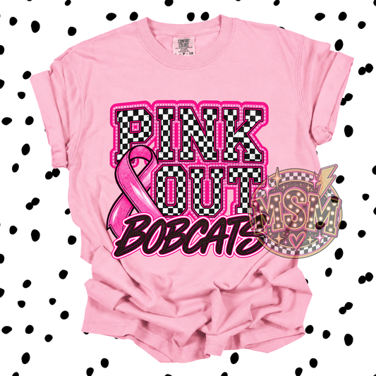 Checkered Pink Out Mascot - Bobcats