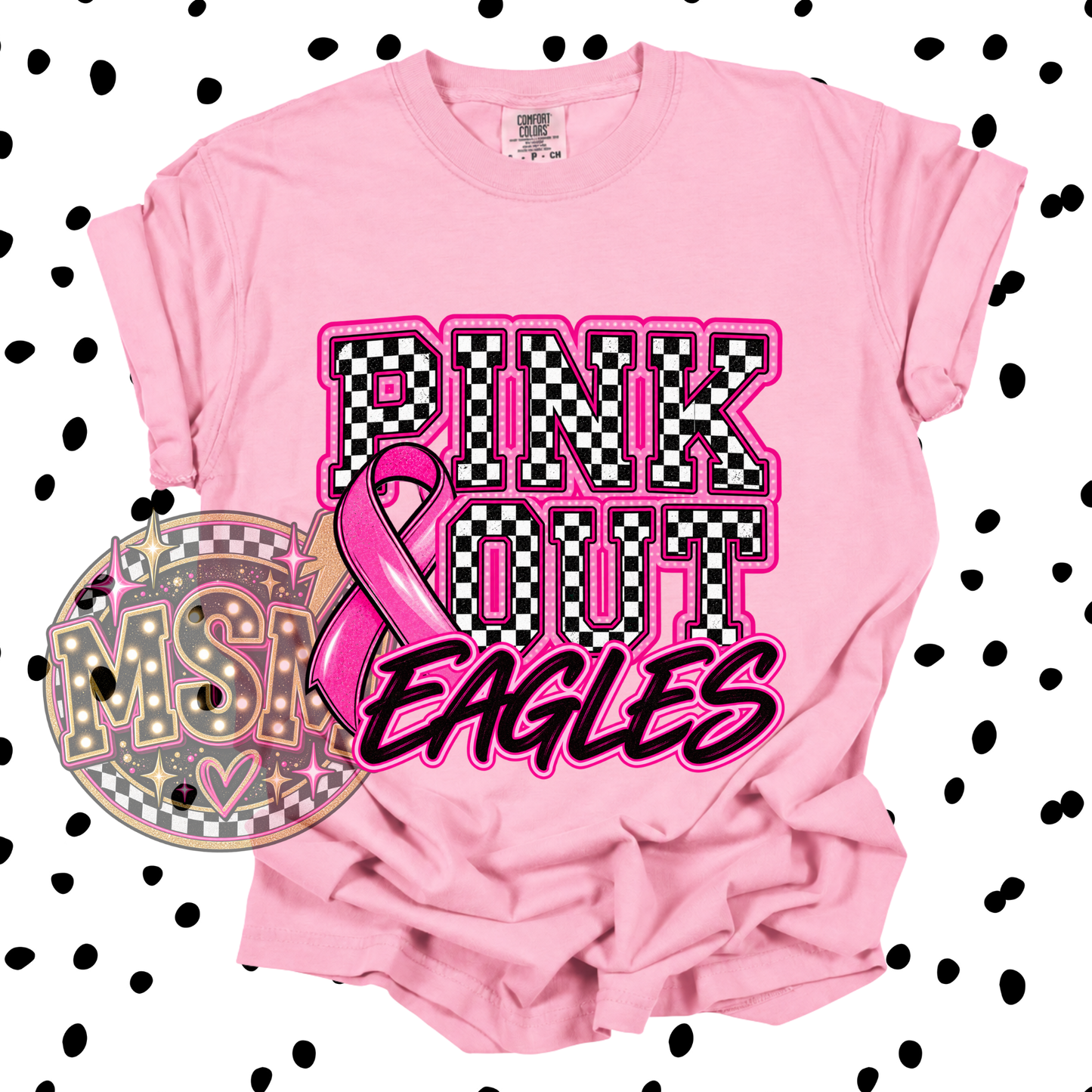 Checkered Pink Out Mascot - Eagles