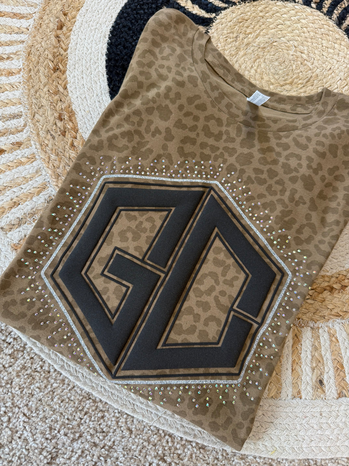 GCCISD Rhinestone Puff Tee - Leopard