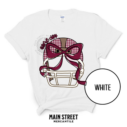 Ganders Maroon Checkered Football Helmet