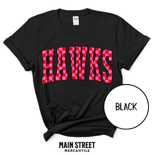 Checkered Valentines Varsity Hawks