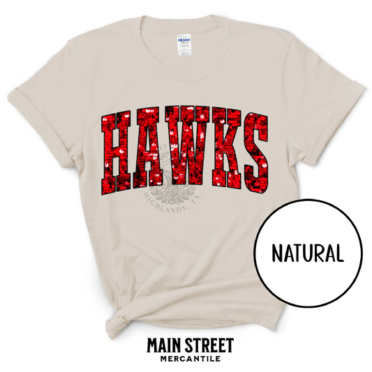 Faux Sequin Varsity Hawks