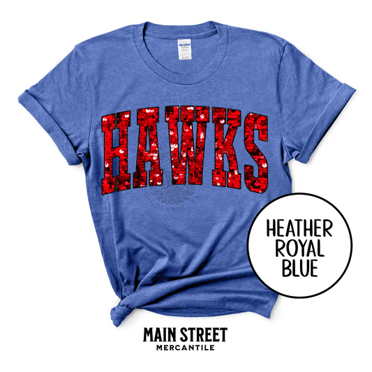 Faux Sequin Varsity Hawks