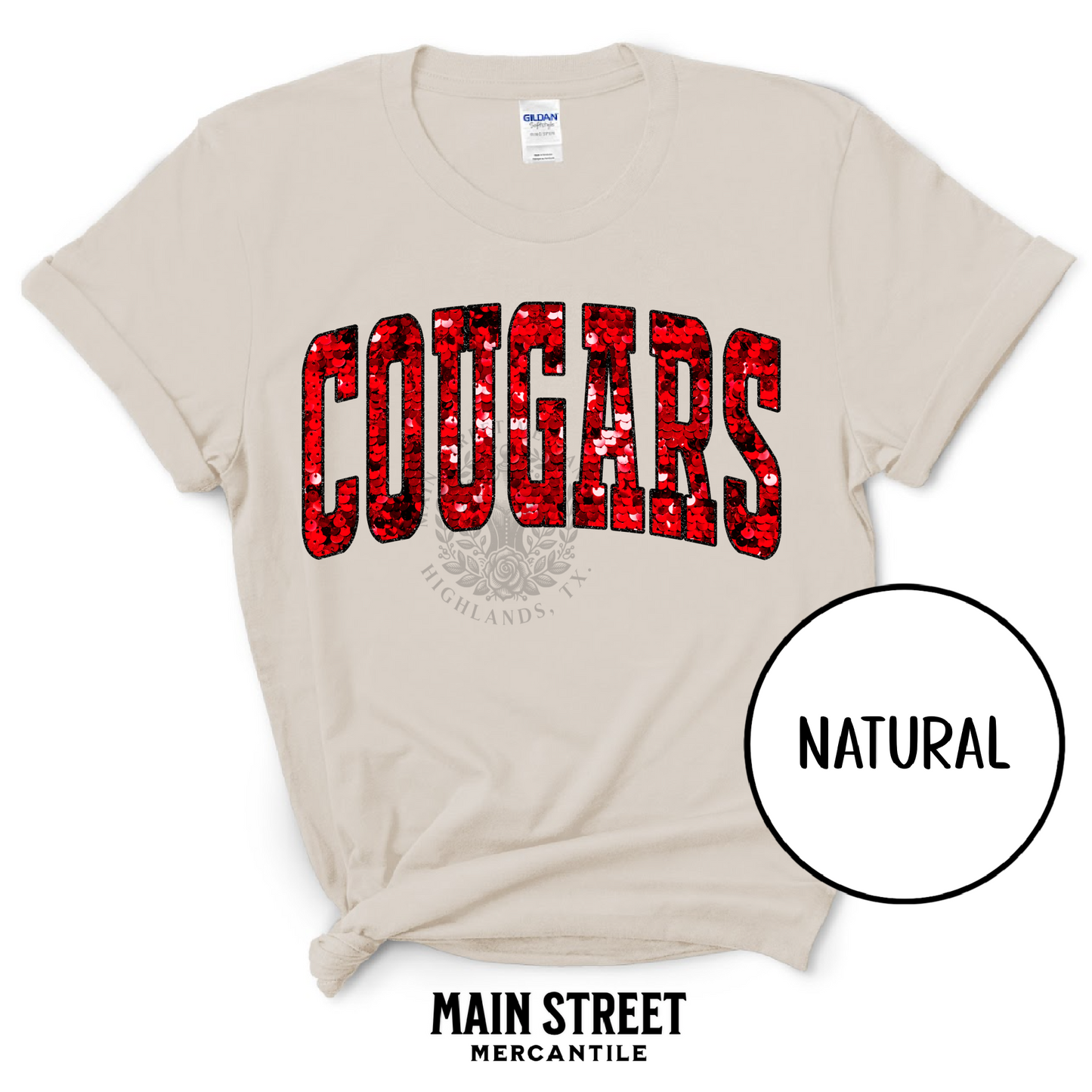 Faux Sequin Varsity Cougars