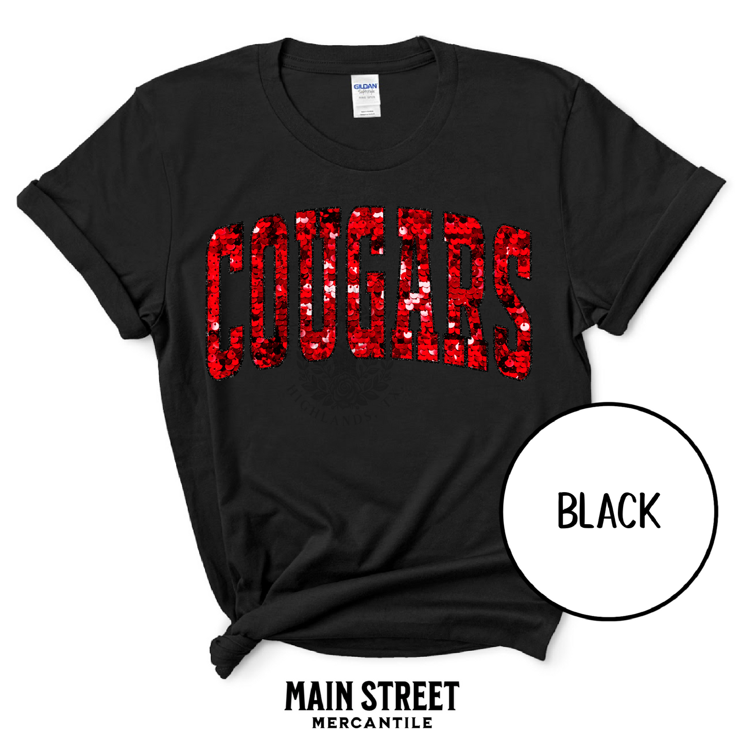 Faux Sequin Varsity Cougars