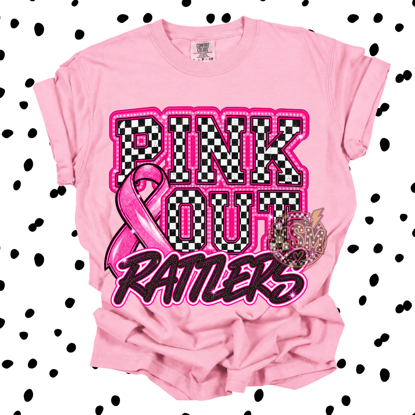 Checkered Pink Out Mascot - Rattlers