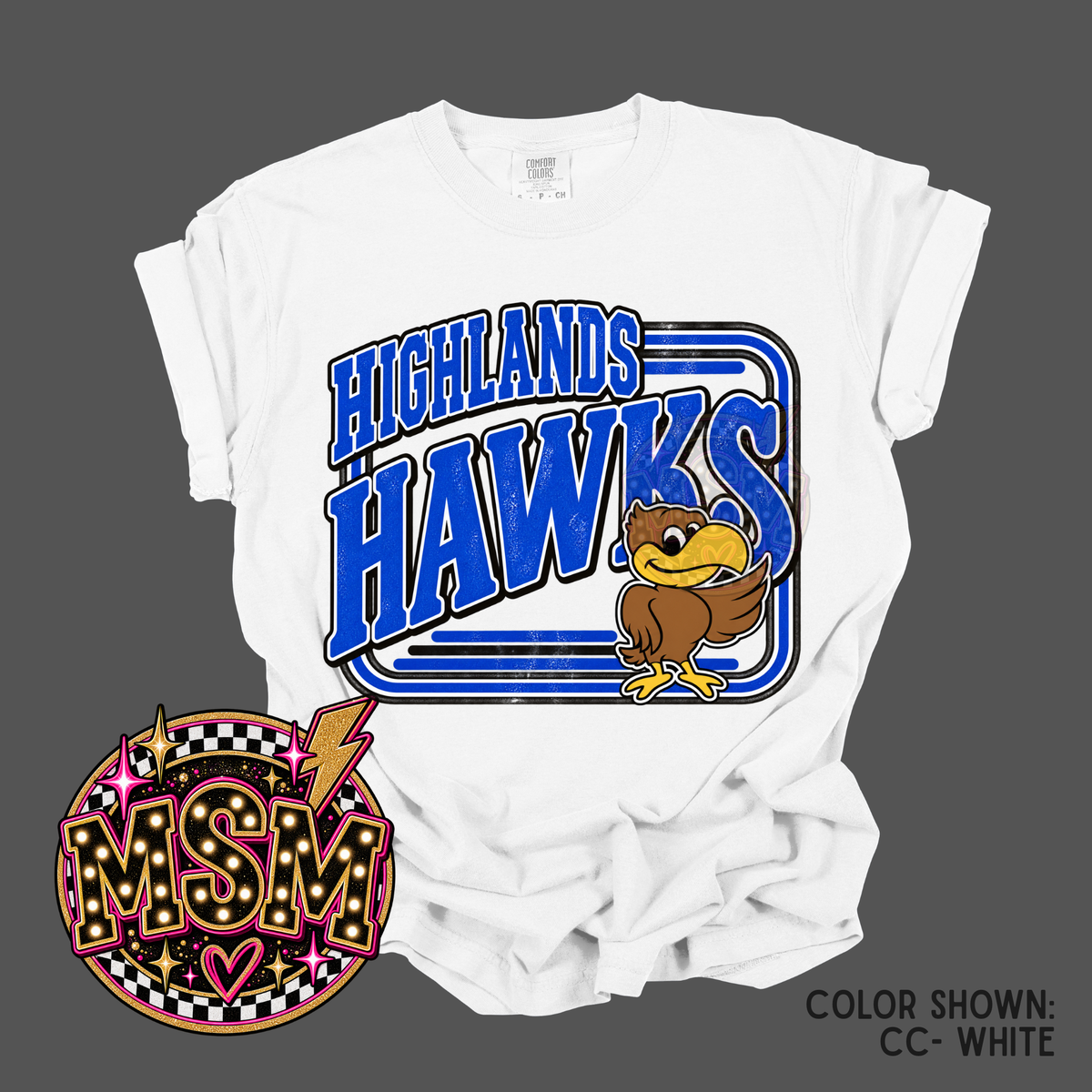 Varsity Square Mascot - Highlands Hawks