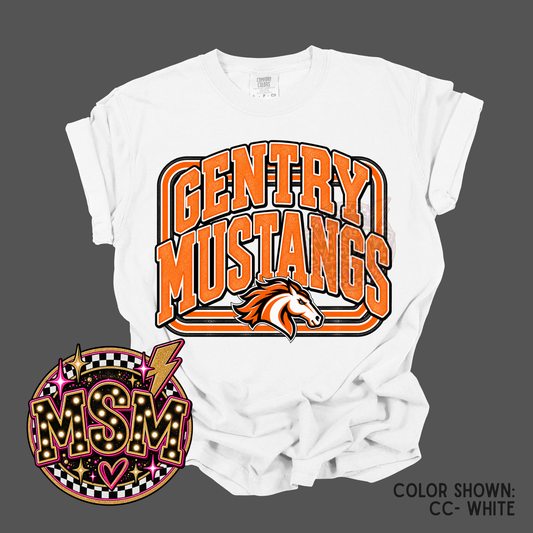Varsity Square Mascot - Mustangs Orange