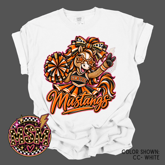 Cheer Doodle Mascot - Mustangs Orange