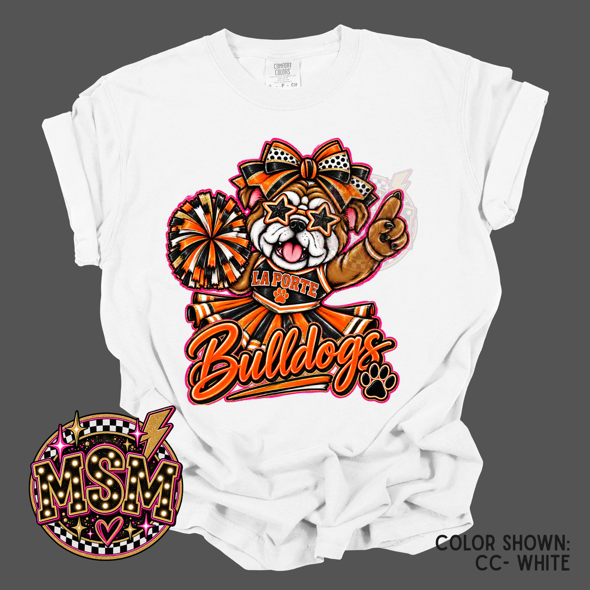 Cheer Doodle Mascot - Bulldogs Orange