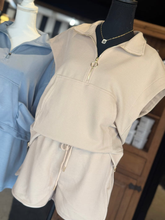 Parchment Half Zip Drawstring Set